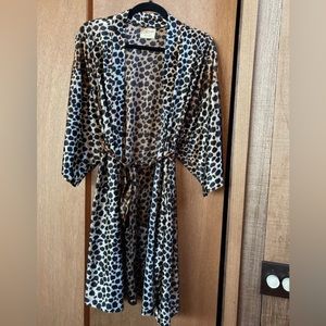 Leopard Print Short Robe with Tie Belt (L XL) Handmade By Sharon Searls